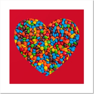 Colorful Candy-Coated Chocolate Heart Photograph Posters and Art